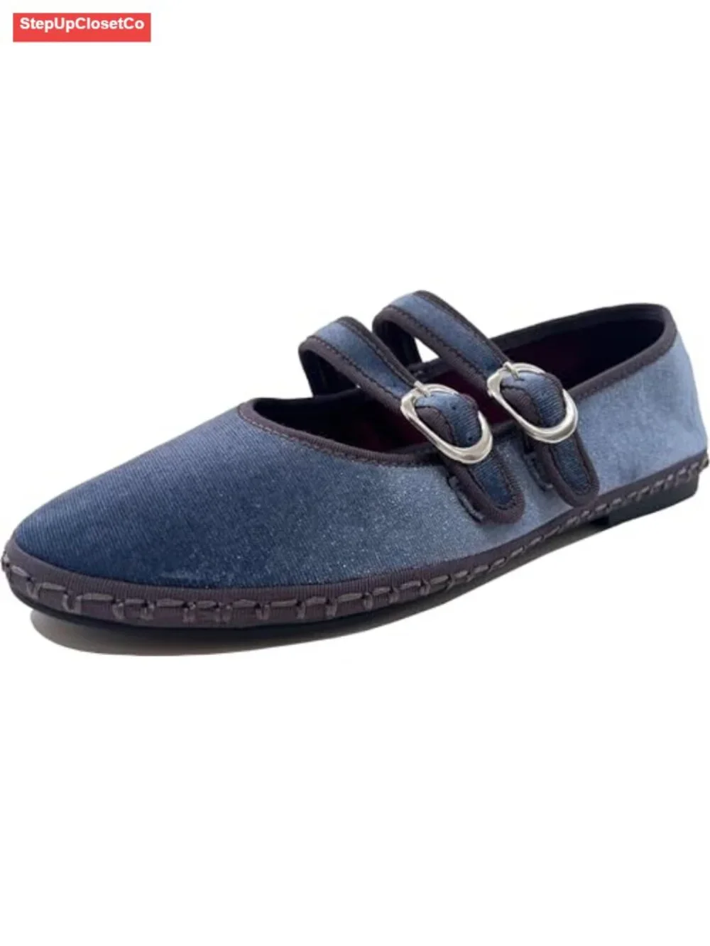 Women's Velvet Mary Jane Ballet Flats, Cushioned & Flexible, Round Toe Dress